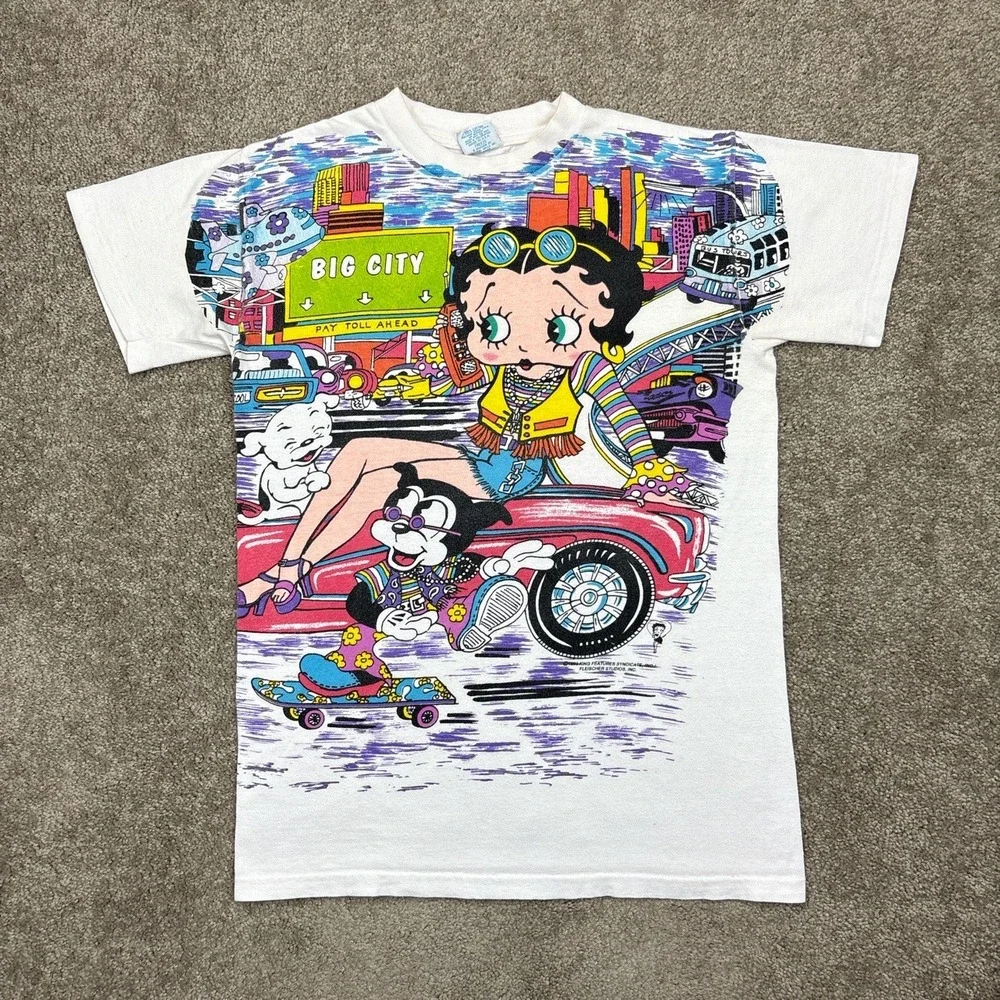 Vintage 1993 Betty Boop Big City Freeze AOP T Shirt Youth One Size Fits All